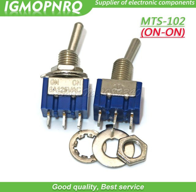 10 Stück MTS-102 Kippschalter 3-Pin SPDT 6A 125V/3A 250V in Blau - Bild 1
