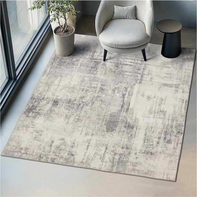 tectake Nadira Vintage Designer Teppich mit abstraktem Shabby-Chic Muster in Beige und Grau, B: 274 cm, T: 200 cm, H: 0,6 cm - Bild 1