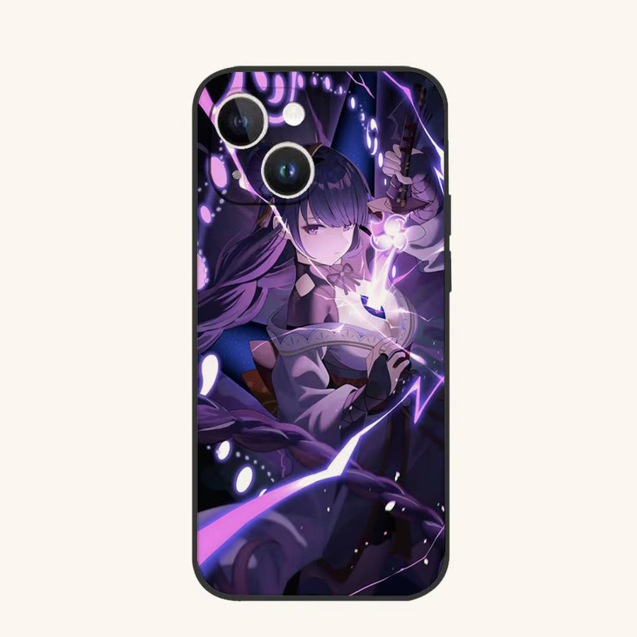 Raiden Shogun Genshin Impact Handyhülle für iPhone, Schwarze Weiche Schutzhülle - Bild 6