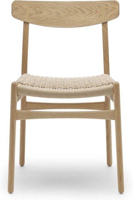 Carl Hansen & Søn CH23 Stuhl mit Papierkordelgeflecht in Eiche oder Nussbaum und weißer Sitzfläche - Bild 1