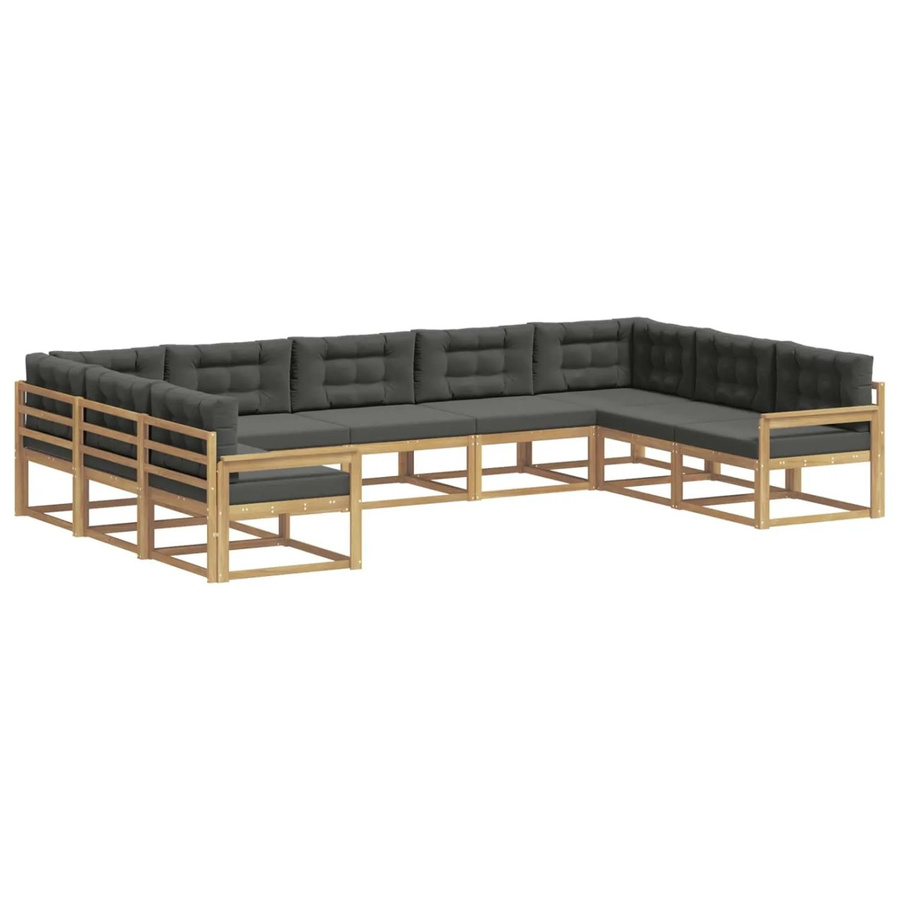 vidaXL Outdoor-Sofagarnitur in U-Form aus massivem Akazienholz mit Kissen in Anthrazit und Weiß - Bild 2