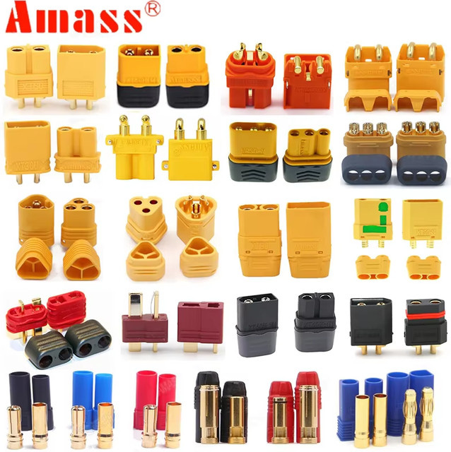 Amass XT90S XT90 XT60 XT60H XT30 MR30 MR60 MT30 MT60 XT60I XT60W XT60PW XT30PW T-Typ-Stecker XT150 AS150 EC5-Stecker Set mit 5 Paaren - Bild 1