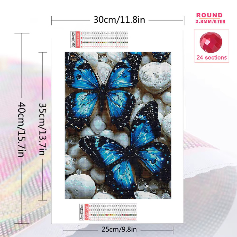 Evershine Diamantmalerei Schmetterling 5D DIY Kunst Mosaik Set mit Strass Stickerei, B/H: 30 x 20 cm - Bild 2