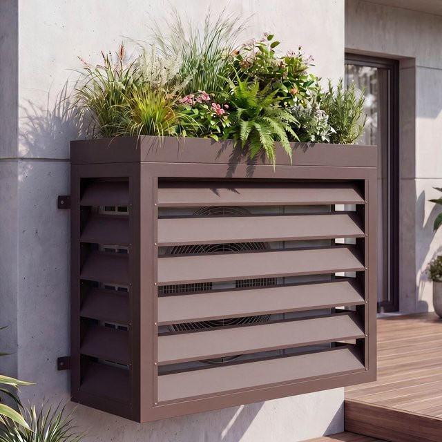 Klimaanlagenverkleidung MCW-O43 mit Pflanzkasten aus Metall in Dunkelbraun, B/T/H: 80 x 38 x 97 cm - Bild 1