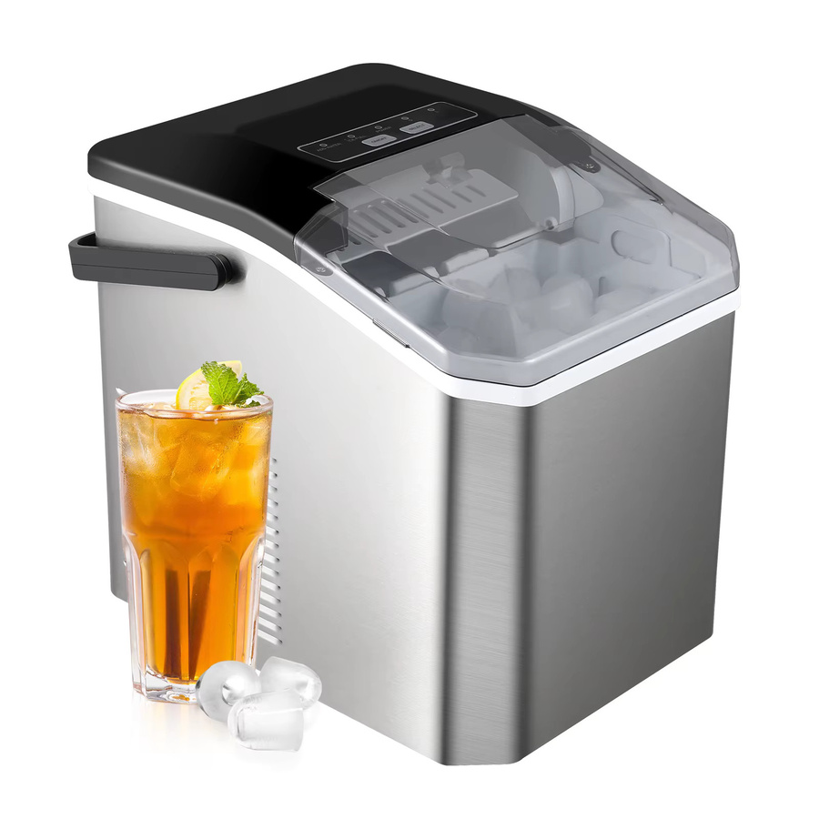 DWiusty Automatischer Mini-Elektro-Eiswürfelbereiter in Silber, tragbare Eismaschine für Haushalt, Bar und Büro mit Produktion von 9 Eiswürfeln in 6 Minuten - Bild 7