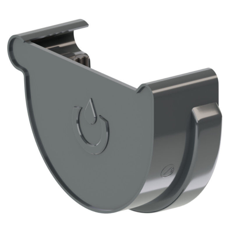 Blachotrapez GmbH PVC Dachrinnen Enddeckel rechts halbrund Ø 75 mm in Anthrazit, Braun, Grau oder Schwarz - Bild 1