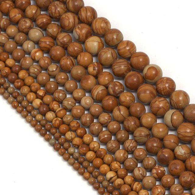 FLT BEADS Holzmaserungsperlen, runder Stein, 6 mm, Charms-Armbänder - Bild 1