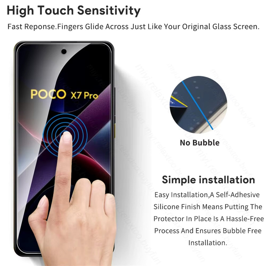 5er-Pack Xiaomi Poco X7 Pro 5G Schutzglas aus gehärtetem Glas, transparent, HD Display Schutzfolie - Bild 4