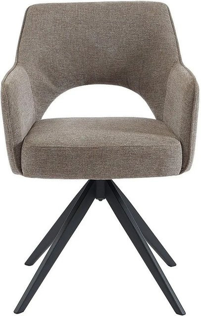 Vente-unique Drehstuhl Konya in Taupe mit Stoffbezug und Metallgestell - Bild 1