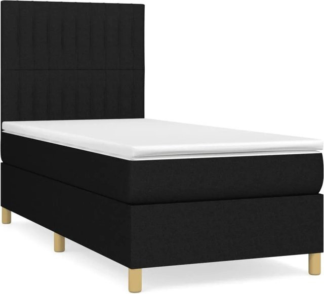 vidaXL Boxspringbett mit Matratze Hybrid-Design in Schwarz und Weiß, B/T/H: 90 x 190 x 128 cm - Bild 1