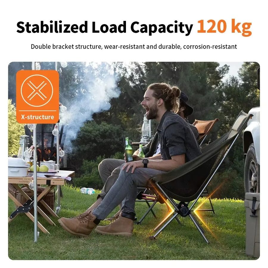 Naturehike Campingstuhl faltbar in Schwarz mit hoher Belastbarkeit bis 120 kg für Outdoor und Picknick - Bild 5
