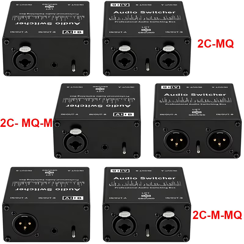 TITAK XLR Symmetrischer Audio-Quellumschalter in Schwarz mit 2 Eingängen und 1 Ausgang oder 1 Eingang und 2 Ausgängen als Manueller Selektor für Mikrofon, Soundkarte und Mixer - Bild 6