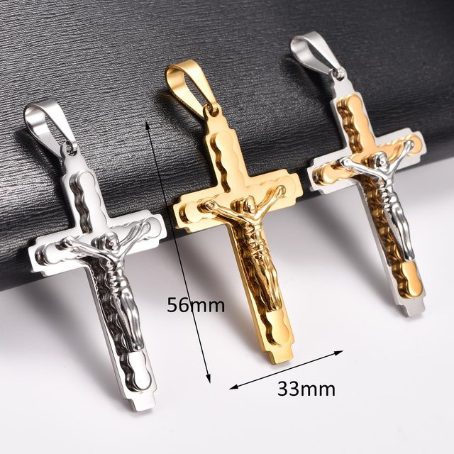 YULIN Halskette, Anhänger Kreuz, Edelstahl, Gold, Unisex - Bild 1