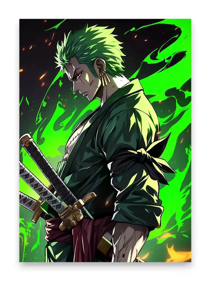 One Piece Zoro Anime Swordsman Poster von Bandai als wasserfeste Wandillustration in Mehrfarben - Bild 6