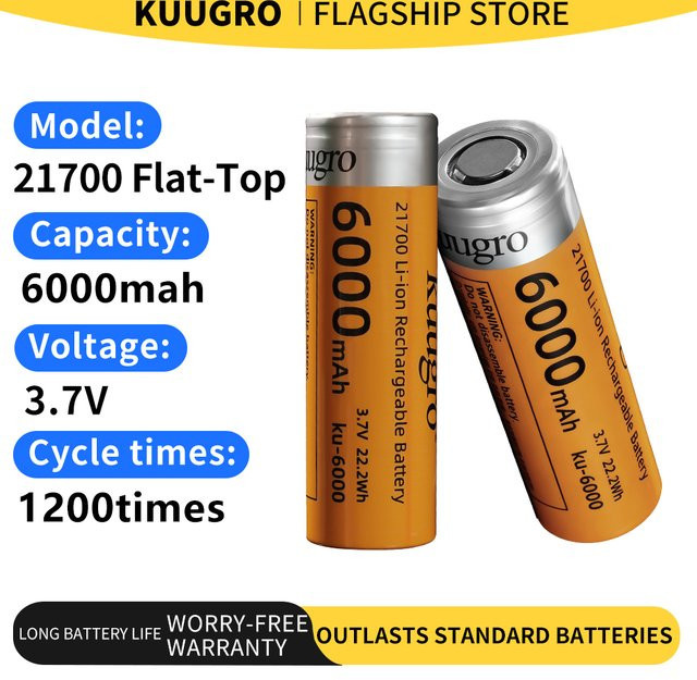 Kuugro Ku-6000 21700 Akku mit 6000mAh, 3,7V Hochleistungs-Lithium-Ionen-Batterie in Orange - Bild 1