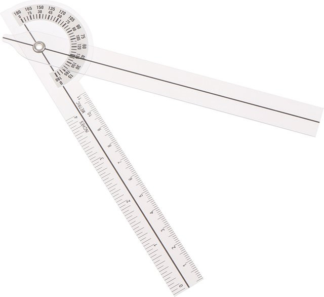 HUXUAN Fingergoniometer aus transparentem Kunststoff, 180-Grad-Winkelmesser und Multi-Lineal zur Messung - Bild 1