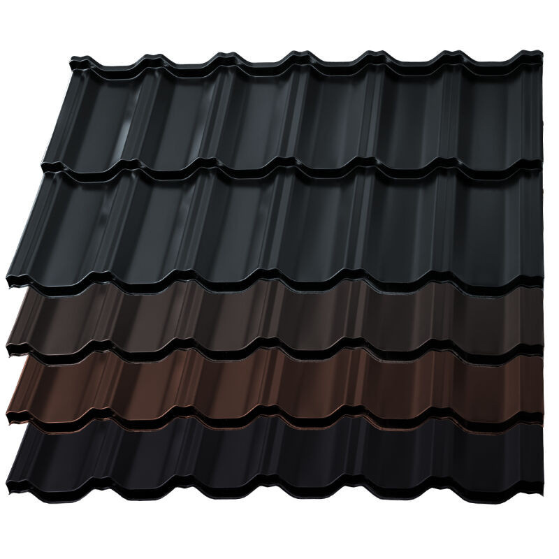 Pfannenblech German Simetric von Blachotrapez GmbH aus Stahl in Schwarz, Modullänge: 350 mm, Stärke: 0,50 mm - Bild 1