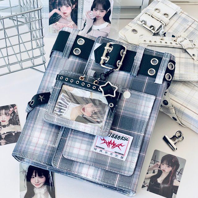 HITUZE Y2K Denim A5-Fotoalbum mit kariertem Design für Kpop Idol Fotokarten, Polaroids und Instax-Fotos - Bild 1