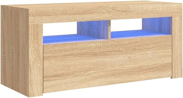 vidaXL TV-Schrank mit LED-Leuchten in Sonoma-Eiche, B/H/T: 90 x 40 x 35 cm - Bild 1