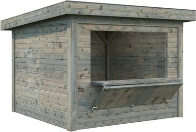 Marktstand PALMAKO Lenna Set 304 aus Fichtenholz, Grau, Pultdach, B: 300 cm, T: 300 cm, H: 245 cm - Bild 1