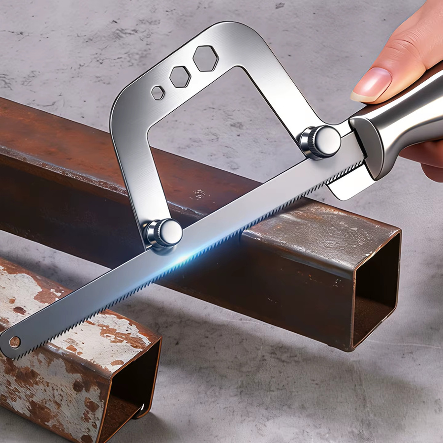 NIUXIANG Mini-Bügelsäge in Silber für Haushalt und DIY zum Schneiden von Holz, Kunststoff und Metall - Bild 4
