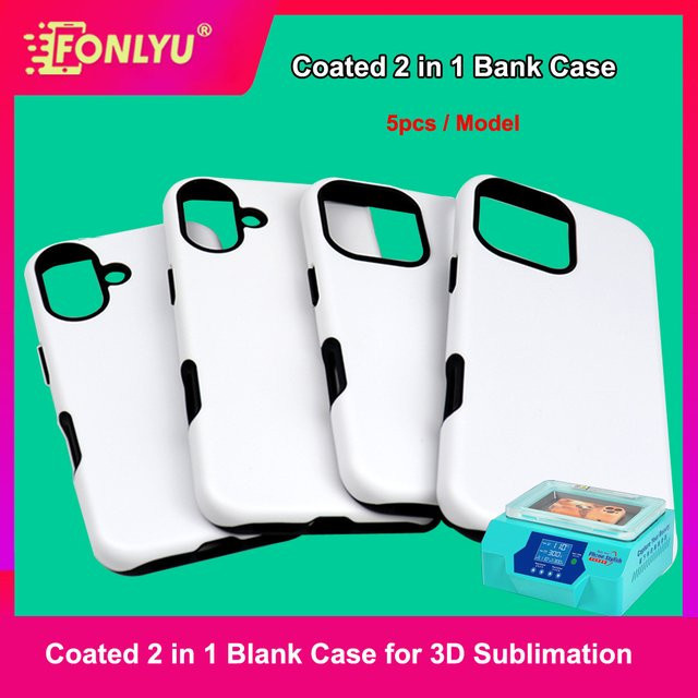 FONLYU 2-in-1 Sublimations-Doppelschicht-Handyhülle für iPhone 11 bis 17 Pro, weiße 3D-Film-Hülle zum Selbermachen mit vollständiger Abdeckung - Bild 1