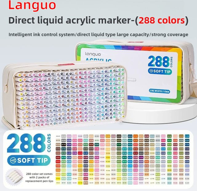 LANGUO Acryl Marker Pen Set mit weichen Pinseln in verschiedenen Farben für DIY Kunst und Schule - Bild 1