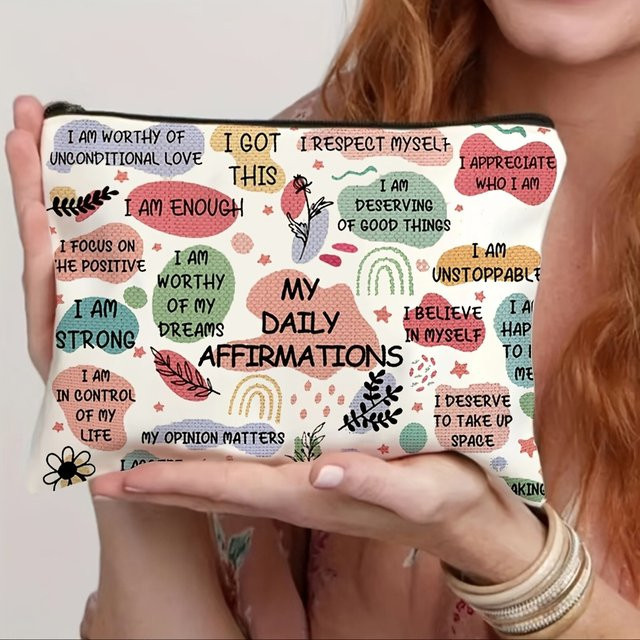 Make-up-Tasche mit positiven Affirmationen für psychische Gesundheit als Kosmetik-Aufbewahrungstasche und Kulturbeutel - Bild 1