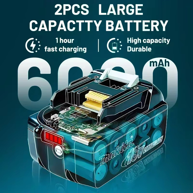 Makita 18V Akku-Set mit 6,0 Ah Akku und Ladegerät in Schwarz für Elektrowerkzeuge - Bild 5