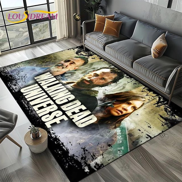 Magic Zhu Walking Dead Teppich mit Rick und Daryl Motiv, rutschfeste und waschbare Bodenmatte für Wohnzimmer und Schlafzimmer, B/T: 100 x 120 cm, Mehrfarbig - Bild 1