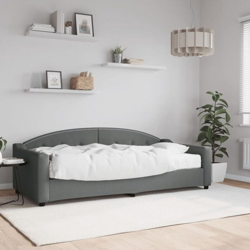 vidaxl Polsterbett Tagesbett mit Matratze aus Stoff in Anthrazit Grau B/T/H: 200 x 90 x 75 cm - Bild 1