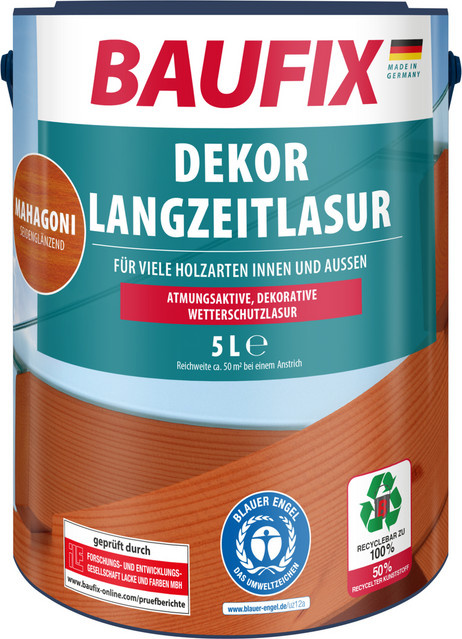 Baufix Dekor-Langzeitlasur Mahagoni Braun Seidenmatt - Bild 1
