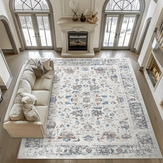 VIKAMA Vintage-Bohemien-Teppich, rechteckige Bodenmatte für Wohnzimmer, Schlafzimmer und Esszimmer, pflegeleicht, B: 120 cm, T: 80 cm - Bild 1