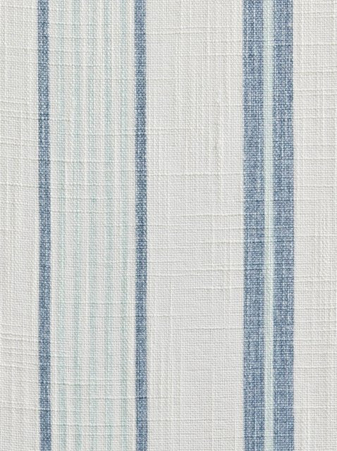 Dekostore Heine Home Streifen Vorhang aus 100% Polyester, semi-transparent, Weiß-Blau - Bild 1