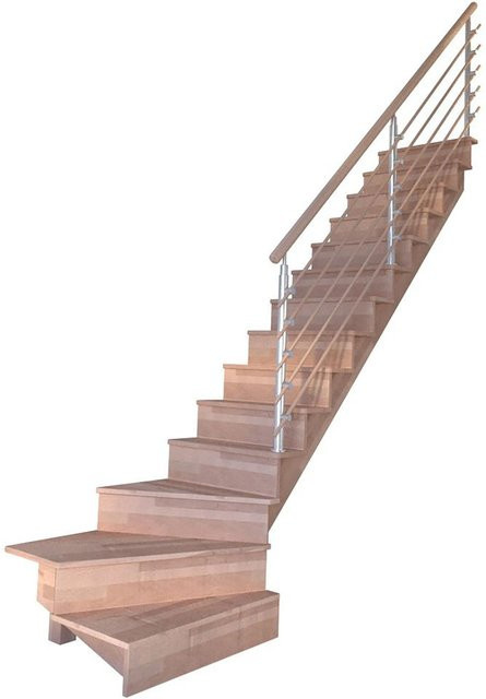 StarWood Treppe Lindos Pro Setzstufen aus Buche in Braun, Winder-Design, Breite: 100 cm - Bild 1