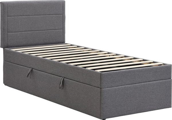 okwish Einzelbett mit Metallrahmen und Schubladen in Grau, B/T/H: 90 x 200 x 105 cm