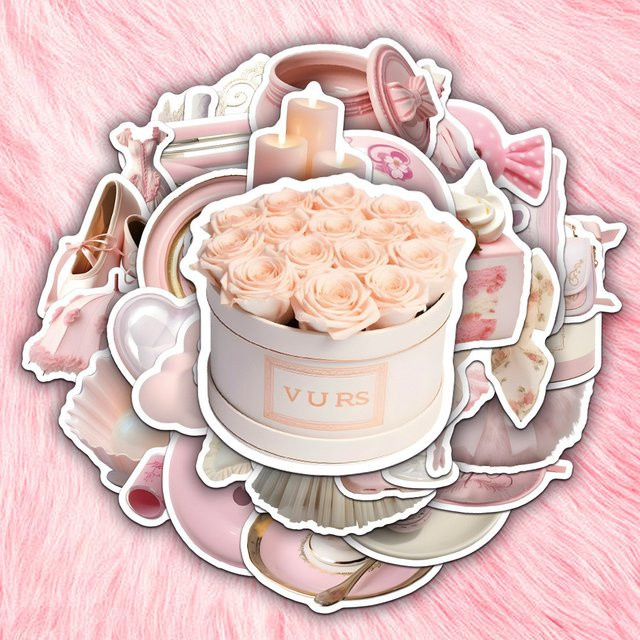 50 Stück Rosa Handkonto-Kreativaufkleber für Mädchen von Anime Worlds Store – wasserfeste Dekoration für Wasserflaschen und Tablets - Bild 1