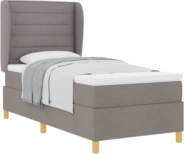 vidaXL Boxspringbett mit Matratze in Dunkelgrau und Taupe, Stoff, B/T: 90 x 190 cm - Bild 1