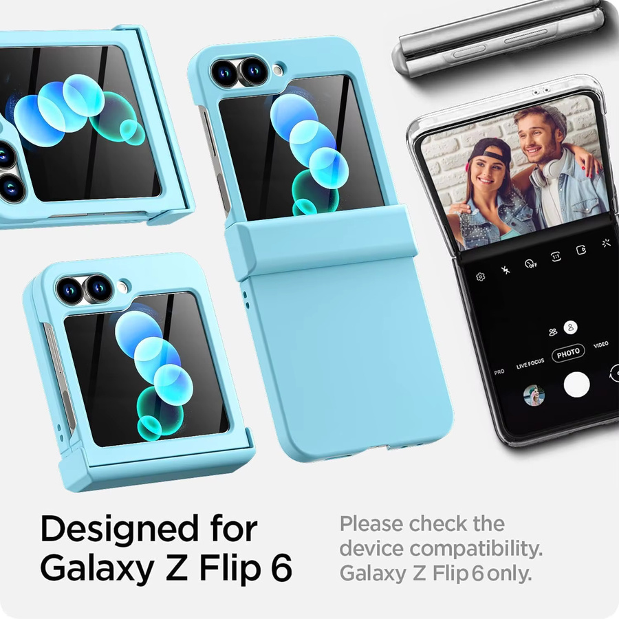 Schlanke matte Schutzhülle mit Scharnier für Samsung Galaxy Z Flip 7, 6, 5, 4, 3 in Weiß oder Blau - Bild 4