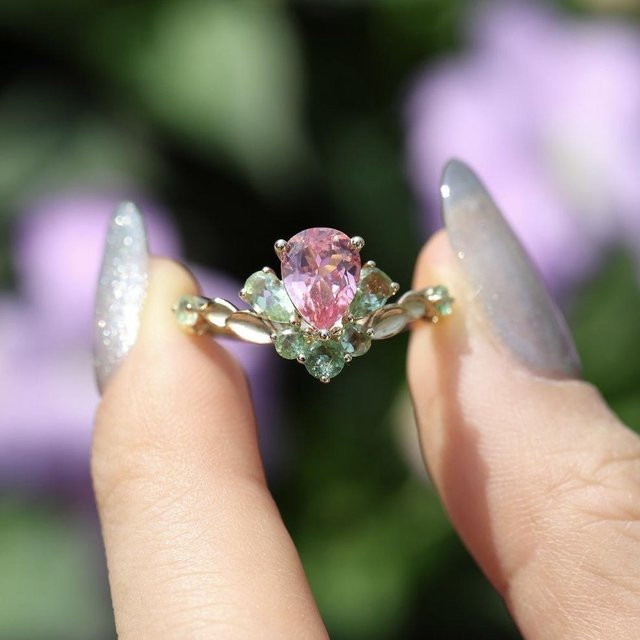 YIRAN Ring, Messing, Gold, Zirkonia, Kristall, Damen - Bild 1