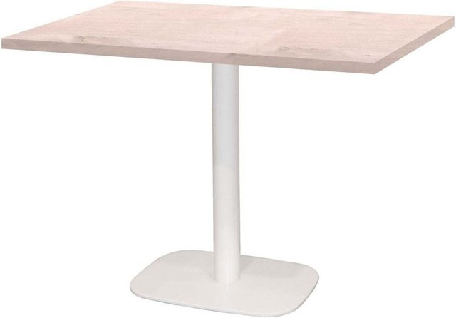 RestooTab Tisch Round rechteckig mit Birke-Platte und weißem Gestell, B/T/H: 120 x 70 x 75 cm - Bild 1