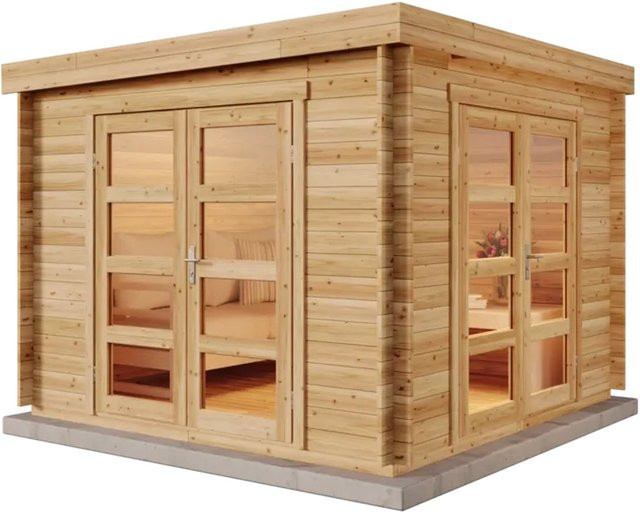 Alpholz Gartenhaus Set Paloma Beach Naturbelassen mit Dacheindeckung und Fußboden B/T: 304 x 304 cm - Bild 1