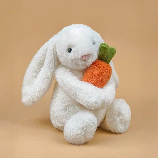 Umarmender Hase Plüschpuppe, weiß, 31cm - Bild 1
