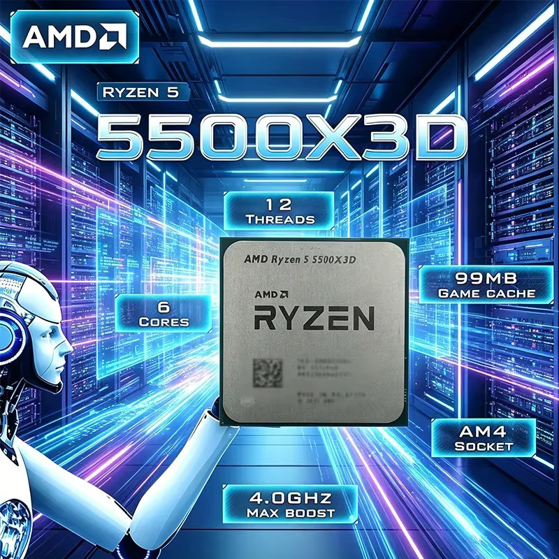 AMD Ryzen 5 5500X3D Prozessor mit 6 Kernen und 12 Threads, 3,0 GHz, 96 MB L3-Cache, Sockel AM4 - Bild 3