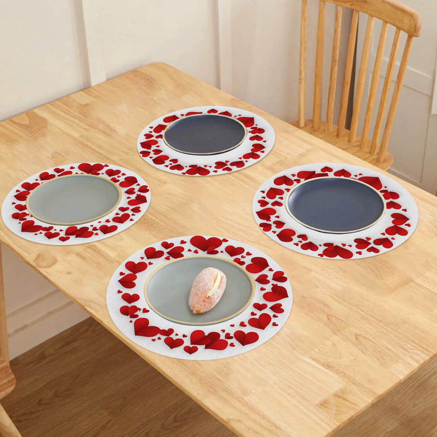 VIKAMA Runde Tischmatte Valentinstag Thema in Weiß für Küche und Restaurant - Bild 2