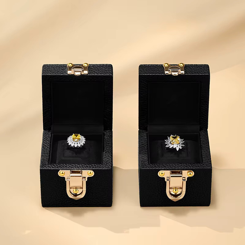 Oirlv Ringbox aus echtem Leder, Metallverschluss, Unisex - Bild 2