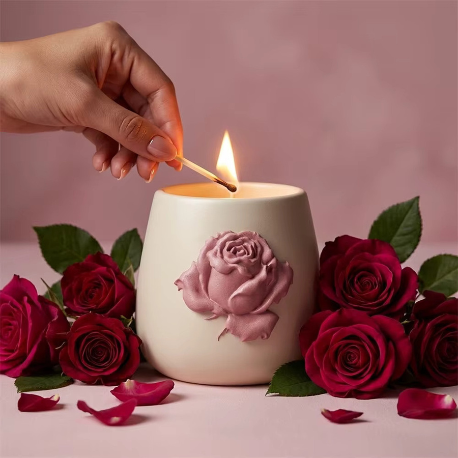 GBhouse Boowan Nicole Rose Relief Kerzenform für Beton und Zement zur DIY-Herstellung von Kerzengefäßen und Heimdekoration - Bild 2