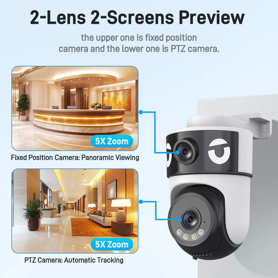 OKAM PRO Jaxcam 5G WIFI Outdoor Sicherheit Kamera mit 8MP Dual Objektiv, PTZ, AI Menschenerkennung und Nachtsicht in Weiß - Bild 2