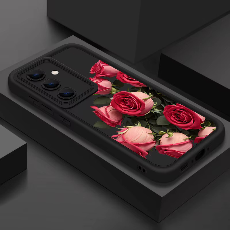 Handyhülle mit rotem Rosen-Print für Samsung Galaxy S25 S26 S24 S23 Ultra FE und A-Serie 5G, TPU Cover in Rot - Bild 3