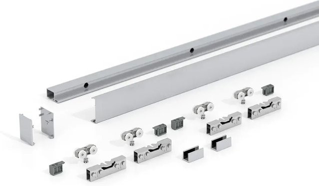 Levidor Glasschiebetür Beschlag 2-flügelig in Aluminium Silver mit 400 cm Breite - Bild 1